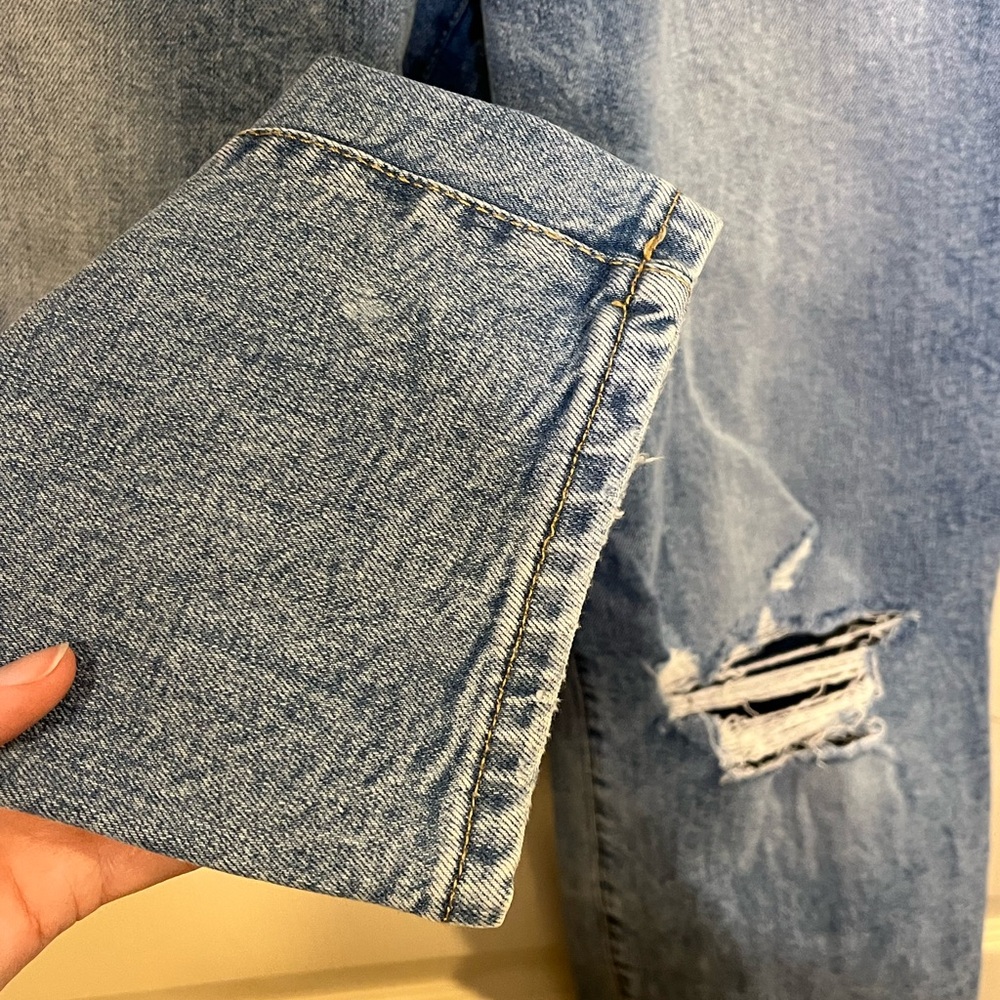 & Denim Distressed Blue Denim Jeans - Picture 7 of 11